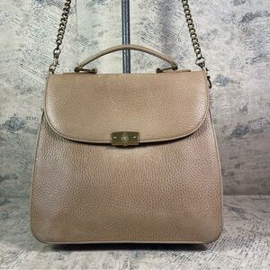Vintage 1990s Mark Cross Green Pebble Leather Top Handle or Shoulder Bag